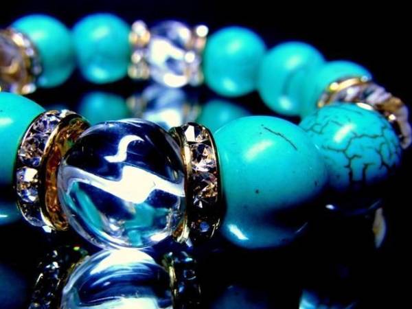 鬼シブ◆トルネード水晶?ターコイズ１４ミリ