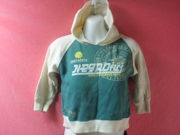 ＵＳＥＤ キッズ Ikka パーカー サイズ120 白/グリーン 難有り