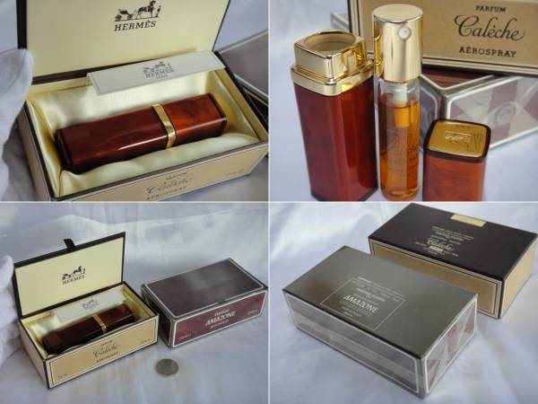 HERMES エルメス★Caleche カレーシュ★AMAZONE アマゾン PARFUM 7,5ml アトマイザー、香水2點,箱付☆美品