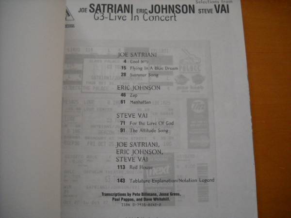 JOE SATRIANI ERIC JOHNSON STEVE VAI G3Live In Concert JOE SATRIANI ERIC JOHNSON STEVE VAI G3Live In Concert