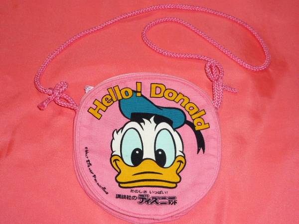  ultra rare! retro .. company Disney Donald Duck round string attaching pouch ( not for sale )