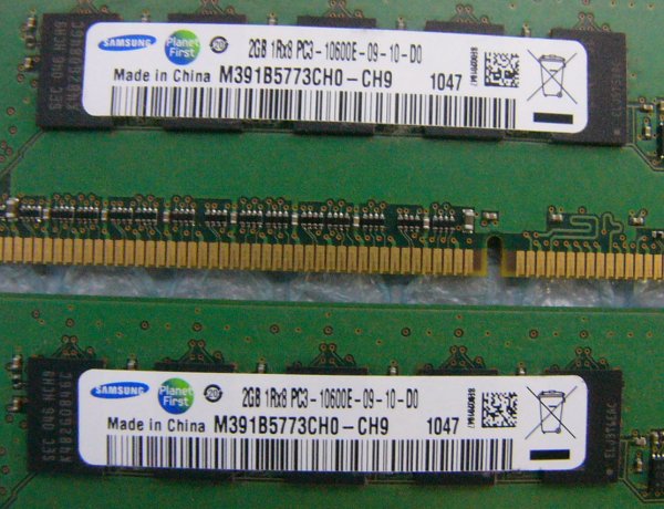 rk3 DDR3 1333 PC3-10600E ECC 2GB SAMSUNG 2枚 合計4GB 即決_画像3
