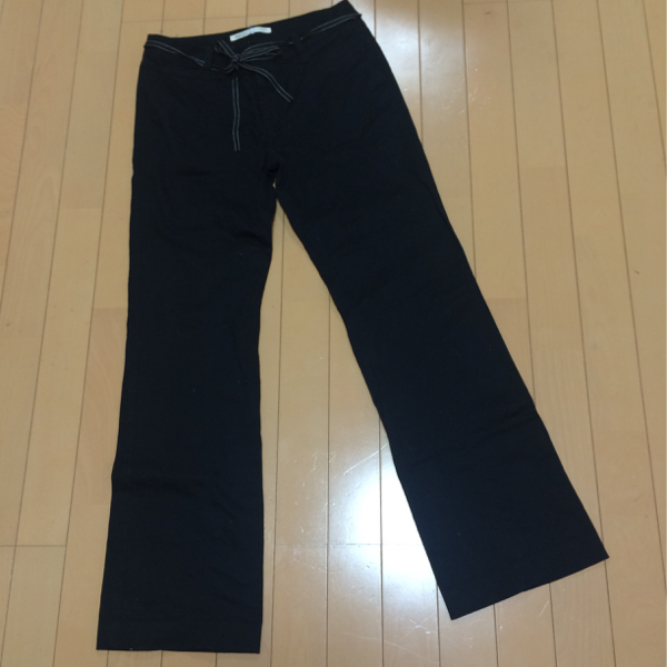  navy blue jepeie* waist ribbon attaching black pants * size 40 L~