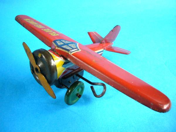 高品質 古い☆ブルーヘブン飛行機*ゼンマイ*JAPAN*昔玩具レトロ☆ 乗り物 航空機