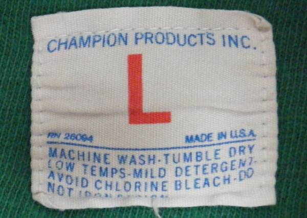 ☆人気のフットボールタイプ☆Made in USA制アメリカ制ChampionチャンピオンビンテージナンバリングプリントTシャツ70s70年代バータグ緑白L