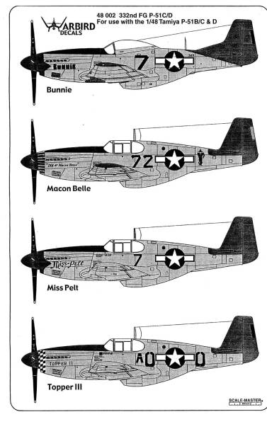 WARBIRD DECALS 48002 P51D P51C 332nd FG