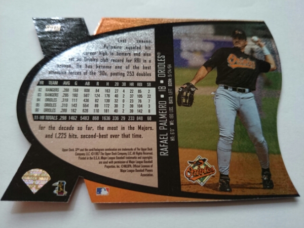 ★RAFAEL PALMEIRO UPPER DECK SPX 1997 ホログラム キラ 変形 UD ラファエル・パルメイロ BALTIMORE ORIOLES オリオールズ_画像2