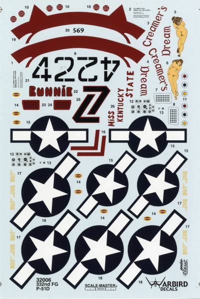 【送料無料：デカール】WARBIRD DECALS 32 32006 P51D Tuskegee_画像3