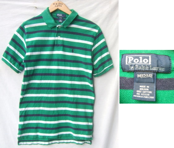  детский Polo Ralph Lauren RalphLauren окантовка рисунок рубашка-поло с коротким рукавом M размер (12-14) олень. .POLO