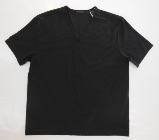 DKNY・半袖Vネックデザインシャツ・ブラック・M～L_DKNY・半袖Vネックシャツ・黒