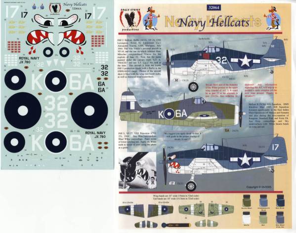 【送料無料：デカール】Eagle Edition 32 32064 F6F Navy Hellcats_画像2