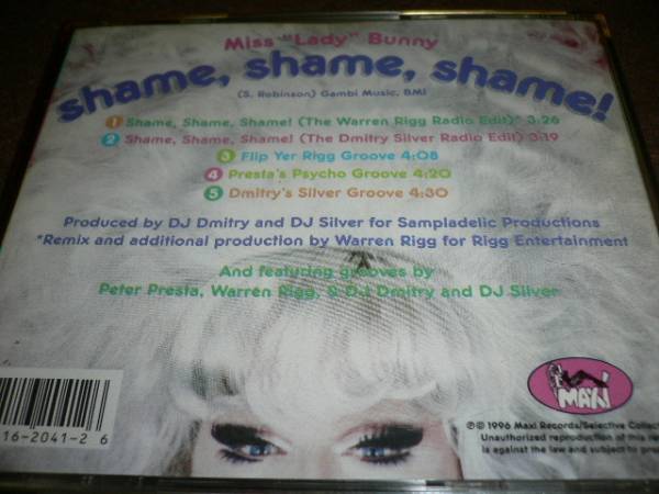 即決■　MISS LADY BUNNY　【CD】　SHAME! SHAME! SHAME_画像2