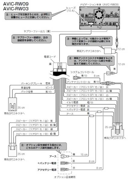 【電源コードのみ】　AVIC-RW09.RW03.ZH0099W.ZH0077W.MRZ099W用、電源コード【新品】
