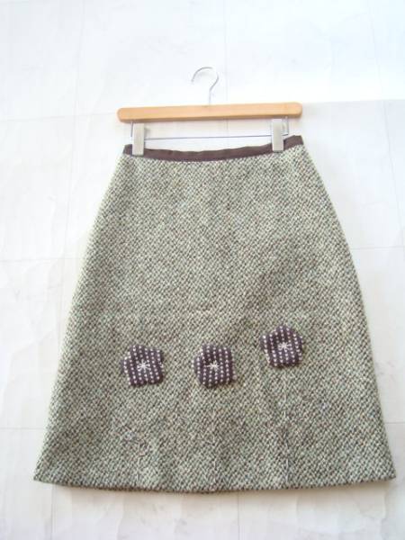 Julie Skarland フランス製花刺繍入りスカート size38