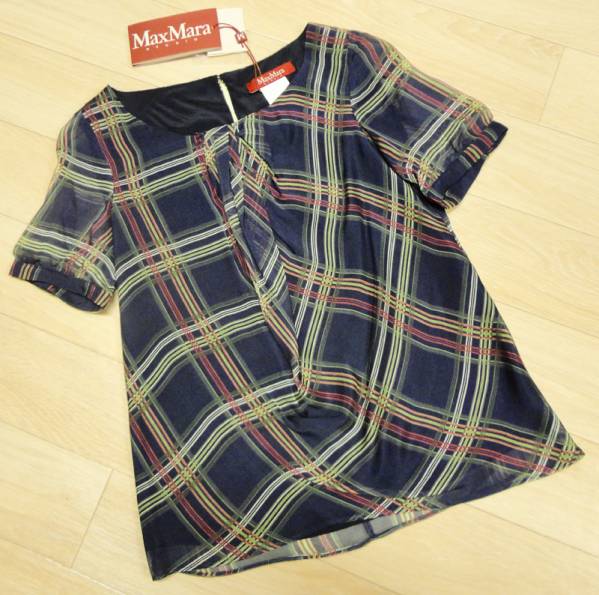 新品82%OFF マックスマーラ　Max Mara　シルクカットソー　ネイビー　40サイズ