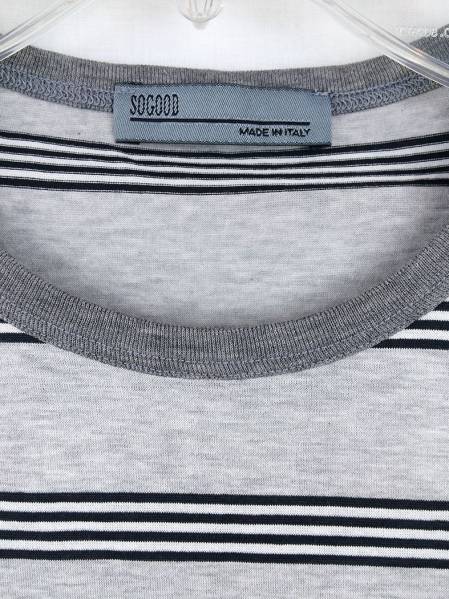  fine quality SOGOOD United Arrows T-shirt men's S smooth . cloth Italy made border stripe gray Arrows short sleeves D346