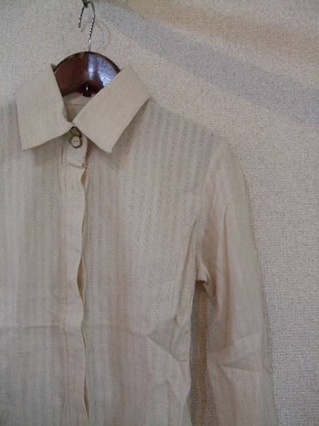 OZOC бежевый ткань узор ввод рубашка с длинным рукавом (USED)61314②