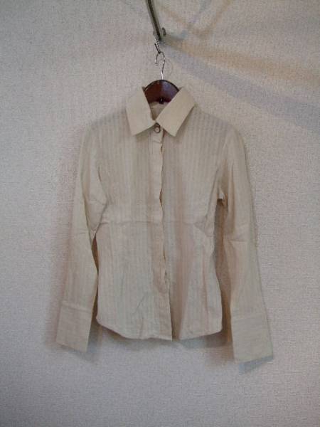 OZOC бежевый ткань узор ввод рубашка с длинным рукавом (USED)61314②