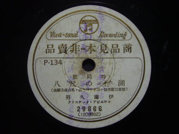 ■SP盤レコード■ニ326(B)時局歌/伊藤久男/湖上の尺八、皇国の母_(A)です。