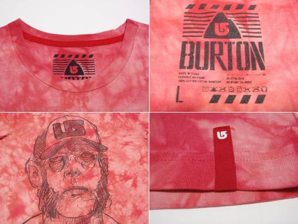 送料込 USED バートン BURTON タイダイ柄 手書き風 半袖Tシャツ Lサイズ_画像2