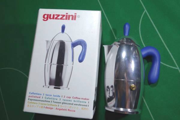 ▼イタリア guzzini グッチーニ エスプレッソメーカー マッキネッタ 3カップ ブルーハンドル 未使用!!!▼_画像1