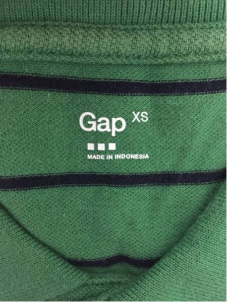 [即決古着]Gap/ギャップ/ポロシャツ/半袖/鹿の子/ボーダー/緑×濃紺色/グリーン×ネイビー/XS_画像3