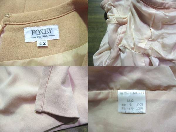 フォクシー FOXEY デザインワンピース42/ドレス/Vネック_画像3