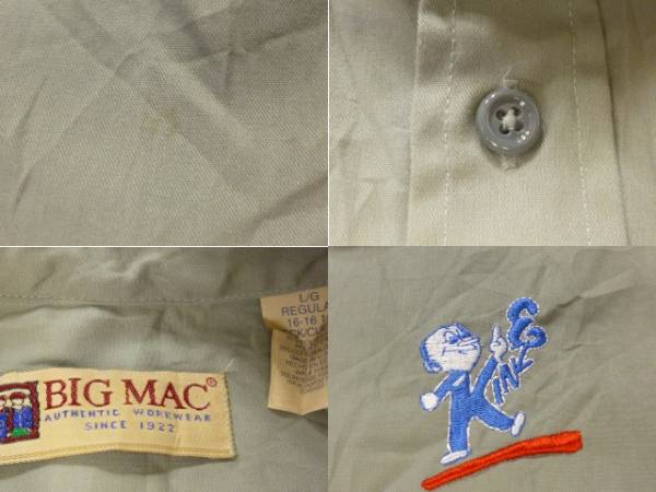 19cj BIG MAC ビッグマック刺繍 ワークシャツ/USA製/16の画像2