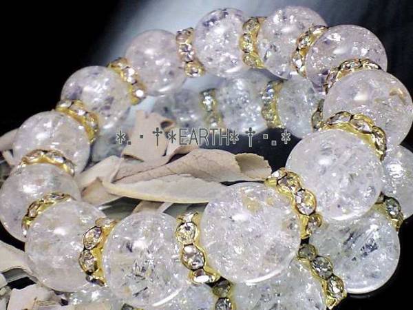大玉クラック水晶＆波金ロンデル 数珠 16ミリ天然石 S~Lサイズ 送料無料　匿名発送_画像2