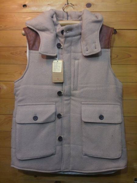 ★新品★ETERNAL/フェイクレザー・WOLL・中綿・フードベスト★L_画像1