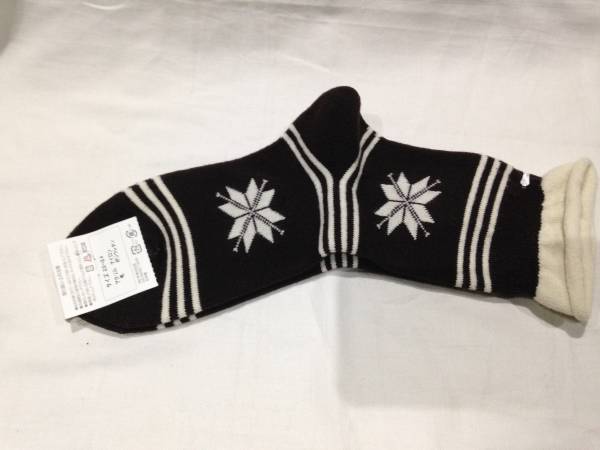 新品 秋冬用 模様入り ソックス/靴下 茶色