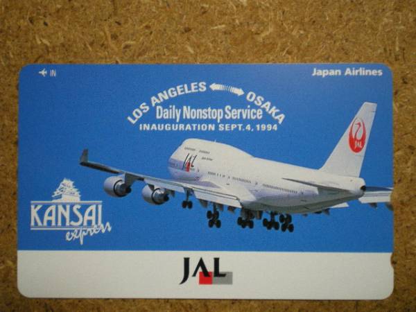 hiko・航空 110-159399 日本航空 JAL ロサンゼルス-大阪 テレカ_画像1