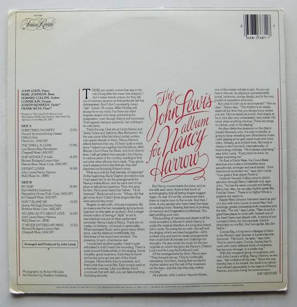 ◆ NANCY HARROW / The John Lewis Album for ◆ Finesse FW-37681 ◆ V_画像2
