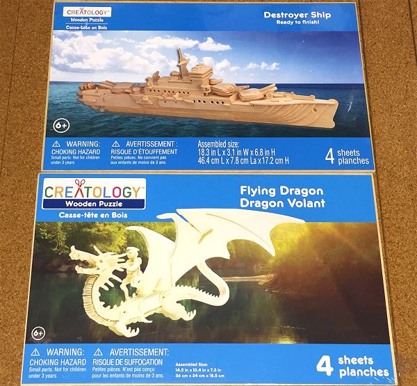 新品未開封★クリエトロジー 木製 パズル/Creatology Wooden Puzzle Destroyer Ship + Flying Dragon 2個セット◆宅急便 送料無料 匿名配送_画像1
