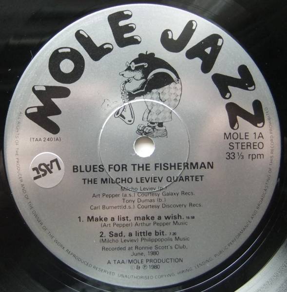 ◆ MILCHO LEVIEV - ART PEPPER / Blues For The Fisherman ◆ Mole Jazz 1 (England) ◆ S_画像3