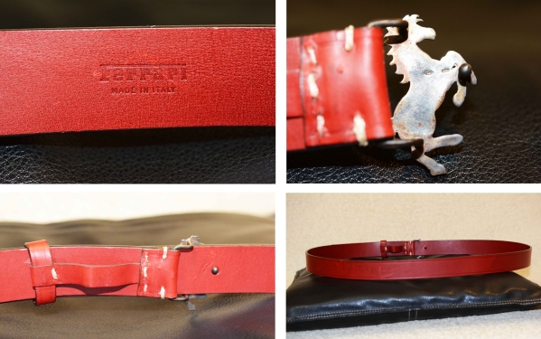 Ferrari leather belt Ferrari red Italy made 925 made 
