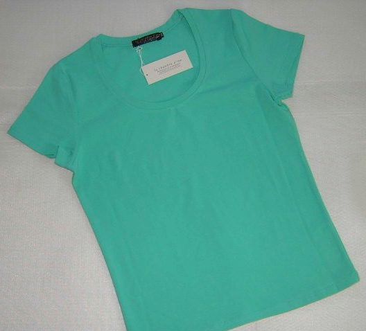 タグ付き・未使用◆インエine／Uネック半袖Tシャツ38(9号)青緑系2,100円_画像1