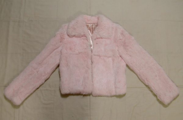 ■未使用:可愛いピンクの毛皮ショートコート ラビットM位 DmS52_画像1