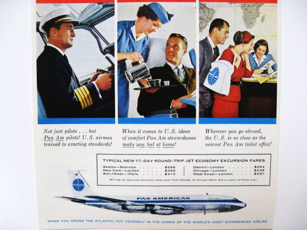 1960年P(guān)AN AMパンアメリカン航空広告(パンナムバッグ 正方形 白色)