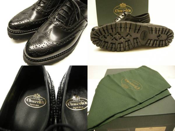 サイズ39.5(女性サイズ25cm相當(dāng))新品 本物■CHURCH'S/チャーチ/A73936/ウイングチップシューズ/厚底レザーシューズ/ブラック/黒/レディース