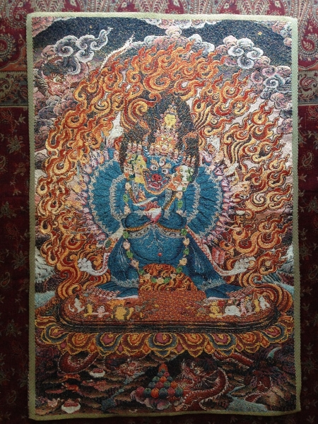 卍 大威徳明王 織物 60cm 検索 仏画 西蔵 チベット 密教 刺繍 2-1