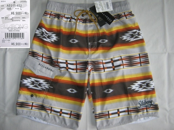 ★新品 BILLABONG ビラボン ボードショーツ サーフパンツ 水着 L メッシュ生地インナー ウエストゴムヒモ付 チマヨ メキシカン AE011-402★