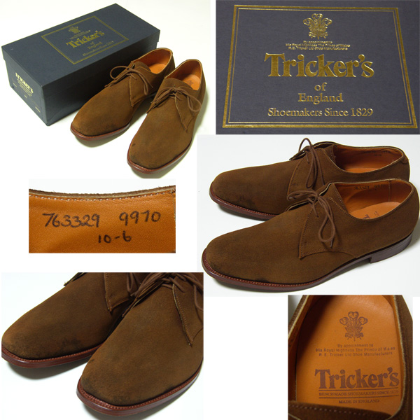 ● 英国購入 トリッカーズ Tricker's スエード UK10 / 27.5cm/ LONDON/ ENGLAND/ UK/ 靴/ シューズ/ Simpson Piccadilly/ イギリス/_画像1