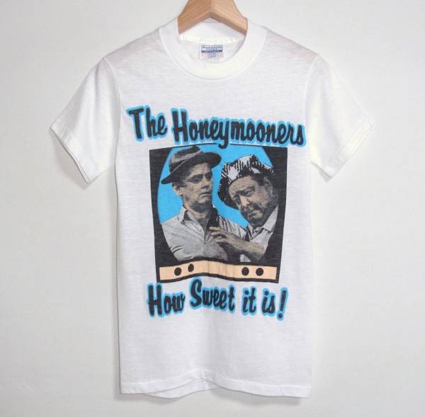レア 1980s ヴィンテージ USA製 The Honeymooners プリントTシャツ S ホワイト アメリカ 古着 映画 俳優 MTV
