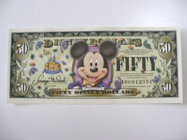 ヤフオク! ディズニーダラー 50ドル札 （2005年版） $50 紙...