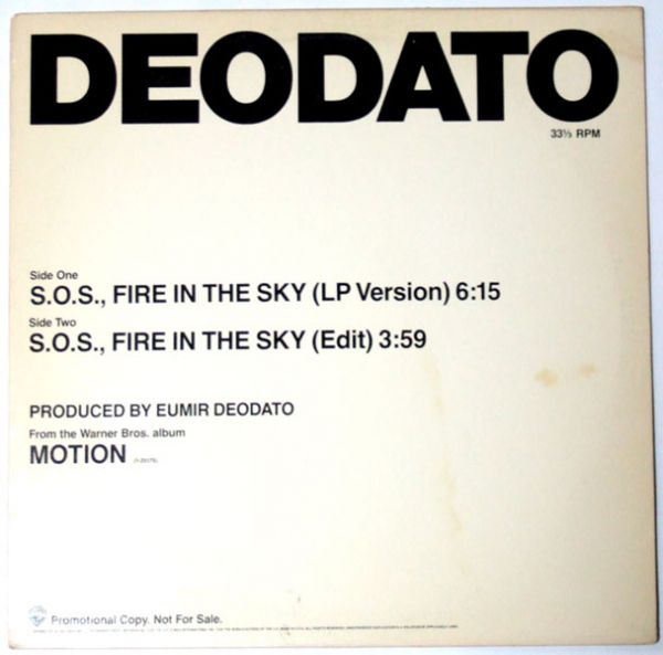 DEODATO ★★ S.O.S. FIRE IN THE SKY ★★ USプロモ12” ★★ DISCO / GARAGE / DANCE CLASSIC_画像1