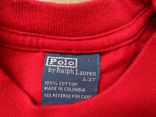  прекрасный товар * Polo Ralph Lauren * симпатичный красный короткий рукав футболка *4 лет 