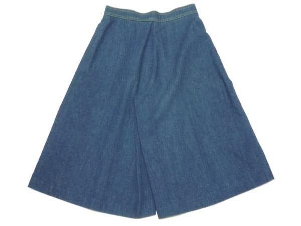 70’s　ビンテージ　デニム地　インディゴ　LIBERTY BELL社　ガウチョパンツ　キュロット　バミューダ　USA制　膝下丈　レディース　S位