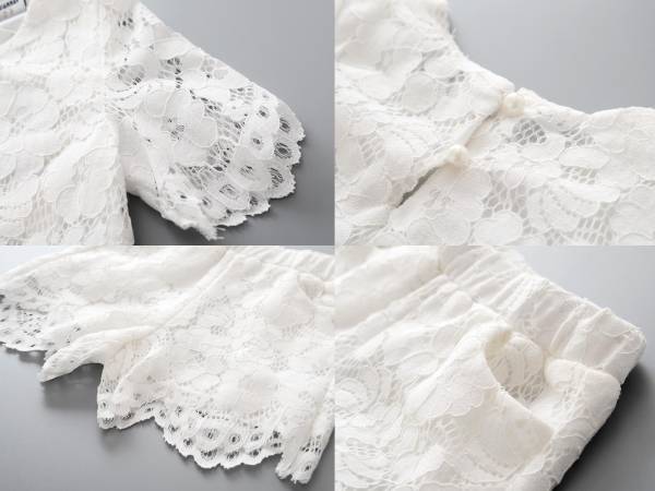 セットアップ親子ペア服キッズベビー服ホワイトレース/カジュアルパーティドレスバースデー120cm