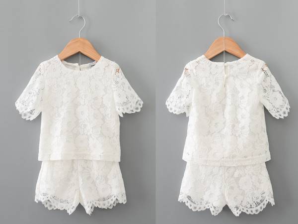 セットアップ親子ペア服キッズベビー服ホワイトレース/カジュアルパーティドレスバースデー120cm